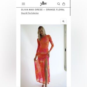 NWT - yllw the label - Olivia Maxi Dress in Orange Floral, Size Small